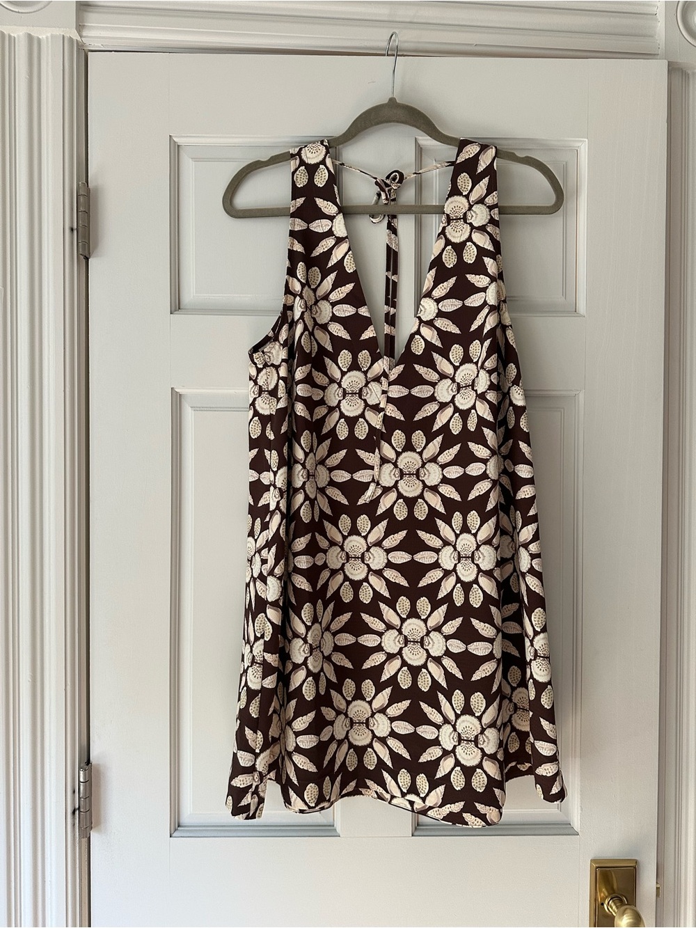 Hill House chocolate brown and White Floral Dress